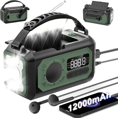 OEM Radio Di Emergenza 12000mah, Radio A Manovella, Radio Portatile Di Allerta Meteo Am/fm/noaa, Radio Solare Con Torcia Elettrica, Luce Di Lettura, Allarme Sos, Power Bank, Per Emergenza OEM Radio Di Emergenza 12000mah, Radio A Manovella, Radio Portatile Di Allerta Meteo Am/fm/noaa, Radio Solare Con Torcia Elettrica, Luce Di Lettura, Allarme Sos, Power Bank, Per Emergenza
