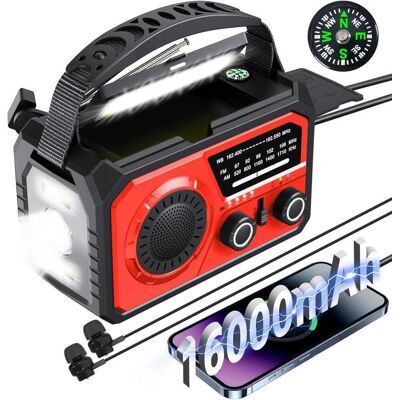 OEM Ricevitore Radio Di Emergenza Da 16000 Mah Radio Solare Con Manovella, Ricarica Usb, Torcia A 3 Modalità, Allarme Sos E Bussola Integrata OEM Ricevitore Radio Di Emergenza Da 16000 Mah Radio Solare Con Manovella, Ricarica Usb, Torcia A 3 Modalità, Allarme Sos E Bussola Integrata