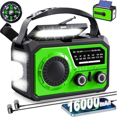 OEM Ricevitore Radio Di Emergenza Da 16000 Mah Radio Solare Con Manovella, Ricarica Usb, Torcia A 3 Modalità, Allarme Sos E Bussola Integrata OEM Ricevitore Radio Di Emergenza Da 16000 Mah Radio Solare Con Manovella, Ricarica Usb, Torcia A 3 Modalità, Allarme Sos E Bussola Integrata