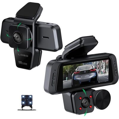 OEM Dash Cam 3 Canali Anteriore E Posteriore 1080p + 480p + 480p Videoregistratore Con App Wifi Ir Visione Notturna A Infrarossi Dvr Per Auto Registrazione Del Ciclo G-sensor OEM Dash Cam 3 Canali Anteriore E Posteriore 1080p + 480p + 480p Videoregistratore Con App Wifi Ir Visione Notturna A Infrarossi Dvr Per Auto Registrazione Del Ciclo G-sensor