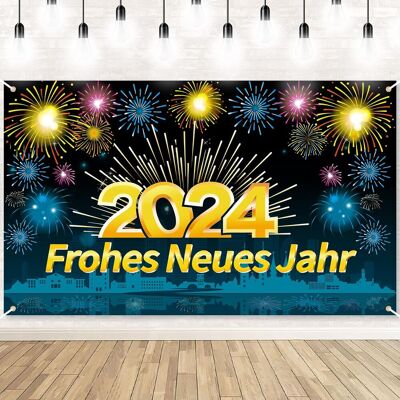 OEM Sfondo Fotografico In Poliestere Frohes Neues Jahr New Year 2024 185x110cm OEM Sfondo Fotografico In Poliestere Frohes Neues Jahr New Year 2024 185x110cm