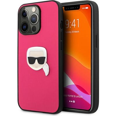 Custodia in Pelle Rosa Karl Lagerfeld per iPhone 13 Pro - Cover Custodia in Pelle Rosa Karl Lagerfeld per iPhone 13 Pro - Cover