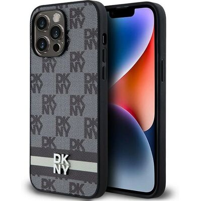 Custodia DKNY in Pelle Nera Quadrettata e con Strisce per iPhone 14 Pro Max Custodia DKNY in Pelle Nera Quadrettata e con Strisce per iPhone 14 Pro Max