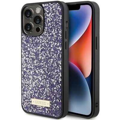 Custodia Guess iPhone 15 Pro Viola con Logo in Strass e Metallo Custodia Guess iPhone 15 Pro Viola con Logo in Strass e Metallo