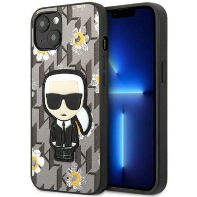 Custodia Karl Lagerfeld Karl Flower per iPhone 13 Mini - Grigia Custodia Karl Lagerfeld Karl Flower per iPhone 13 Mini - Grigia