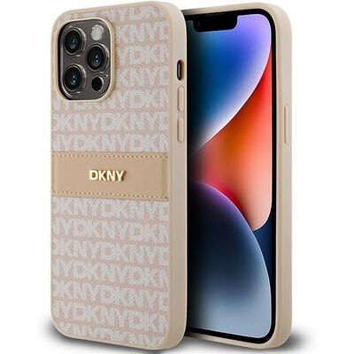 Custodia Rosa DKNY per iPhone 14 Pro - Strisce Tonali, Logo Custodia Rosa DKNY per iPhone 14 Pro - Strisce Tonali, Logo