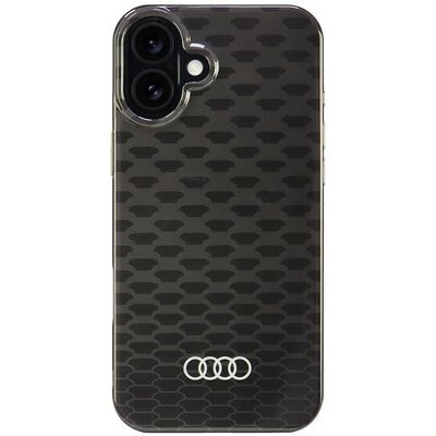 Custodia rigida in pelle sintetica nera AUDI per iPhone 16 Plus - Custodia Custodia rigida in pelle sintetica nera AUDI per iPhone 16 Plus - Custodia