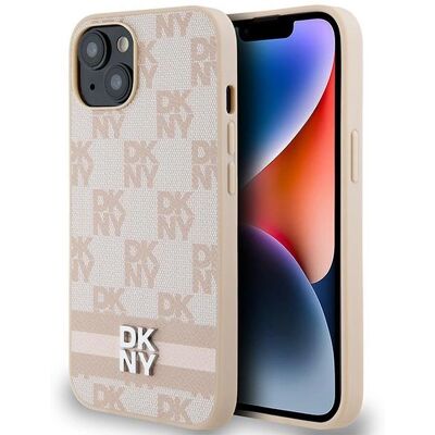 Custodia rosa DKNY per iPhone 15 con motivo Custodia rosa DKNY per iPhone 15 con motivo