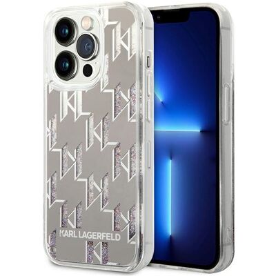 Custodia Liquid Glitter Karl Lagerfeld per iPhone 14 Pro - Argento Custodia Liquid Glitter Karl Lagerfeld per iPhone 14 Pro - Argento