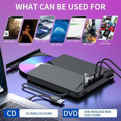 OEM Lettore E Masterizzatore Cd/dvd Esterno - Usb 3.0 - 7 In 1 - Nero OEM Lettore E Masterizzatore Cd/dvd Esterno - Usb 3.0 - 7 In 1 - Nero