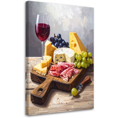 FEEBY Stampe Su Tela, Tagliere Di Salumi, Formaggi E Uva, 20x30 FEEBY Stampe Su Tela, Tagliere Di Salumi, Formaggi E Uva, 20x30