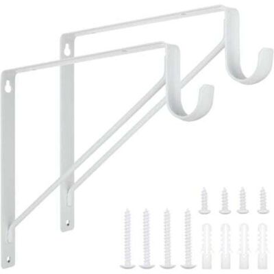 OEM Lot De 2 Supports De Tringle De Placard Robustes 28 X 28 X 2,5 Cm, Blancs, En Acier, Pour Suspendre Des Vêtements, Étagères Murales Et Supports De Tringle Avec Vis OEM Lot De 2 Supports De Tringle De Placard Robustes 28 X 28 X 2,5 Cm, Blancs, En Acier, Pour Suspendre Des Vêtements, Étagères Murales Et Supports De Tringle Avec Vis