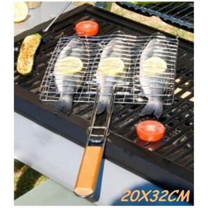 TRADE SHOP Traesio - Griglia Barbecue Doppia 20x32cm Grill Antiaderente Brace Camino Per Pesce Carne - - TRADE SHOP Traesio - Griglia Barbecue Doppia 20x32cm Grill Antiaderente Brace Camino Per Pesce Carne - -