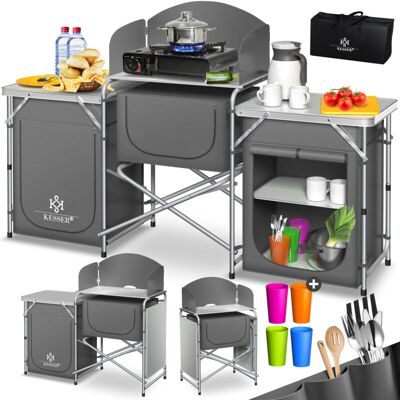KESSER Armadio Da Campeggio Cucina Da Campeggio Con Telaio In Alluminio Incl. Borsa Di Trasporto Mobile Da Cucina Per Campeggio Mobili Da Campeggio Per Esterni Tipo Big (grigio) - KESSER Armadio Da Campeggio Cucina Da Campeggio Con Telaio In Alluminio Incl. Borsa Di Trasporto Mobile Da Cucina Per Campeggio Mobili Da Campeggio Per Esterni Tipo Big (grigio) -