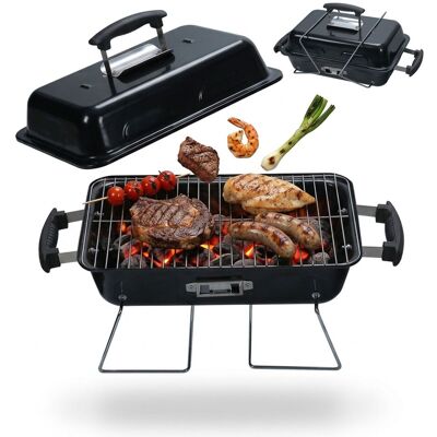 RELAXDAYS Griglia Da Tavolo Pieghevole Portatile, Hxlxp: 36 X 56 X 30,5 Cm, Ventilazione, Coperchio, Acciaio, Nero RELAXDAYS Griglia Da Tavolo Pieghevole Portatile, Hxlxp: 36 X 56 X 30,5 Cm, Ventilazione, Coperchio, Acciaio, Nero