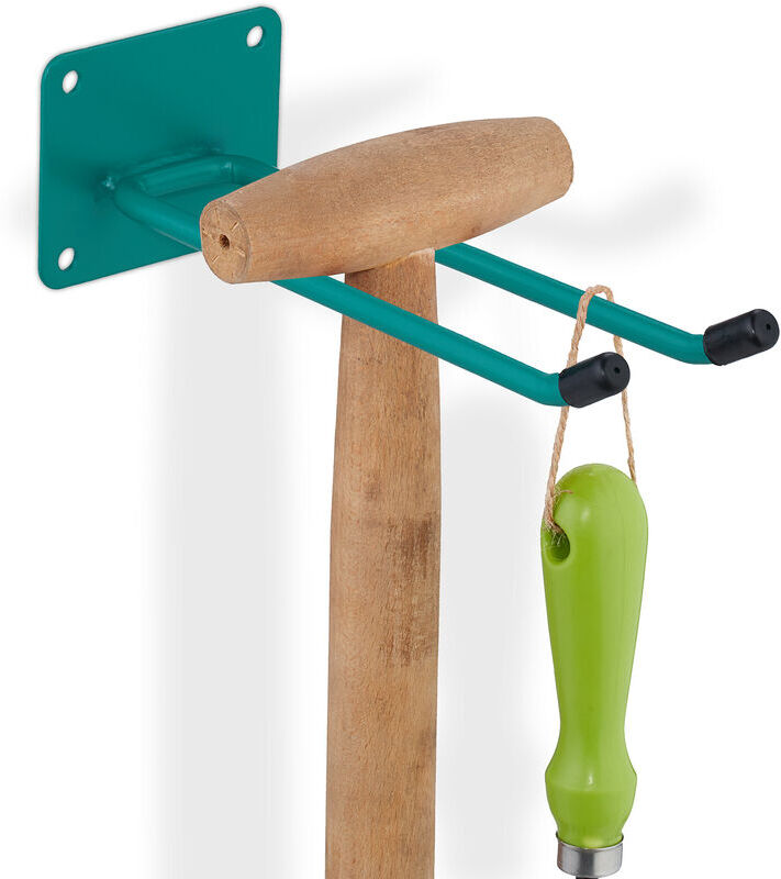 RELAXDAYS Gancio Porta Attrezzi da Giardino, l: 24 cm, Appendi Accessori Giardinaggio, Portaoggetti Officina, Verde -