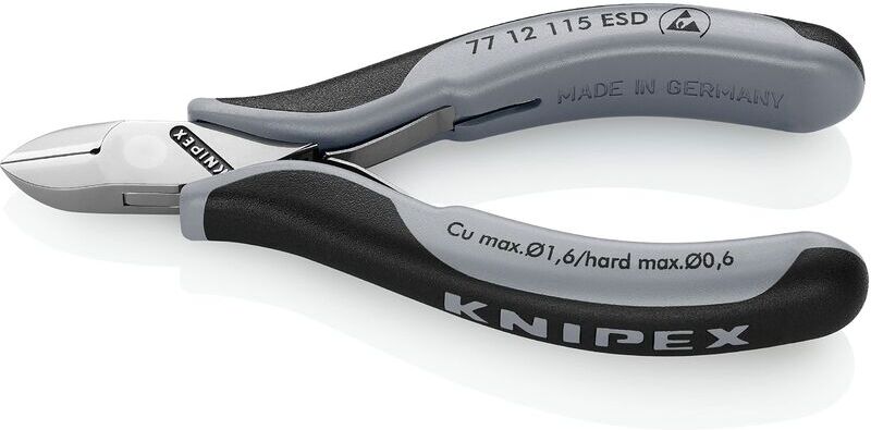 Knipex Tronchese Laterale per Elettronica Esd Rivestiti in Materiale Bicomponente 115 Mm 77 12 115 Esd