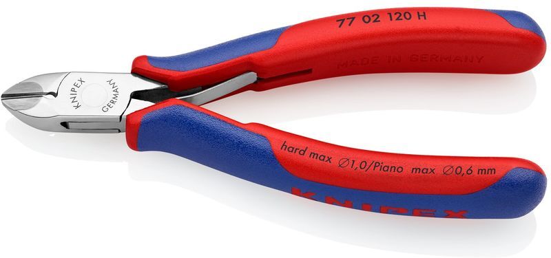 Knipex Tronchese per Elettronica con Tagliente Laterale in Metallo Duro Rivestiti in Materiale Bicomponente 120 Mm 77 02 120 h -