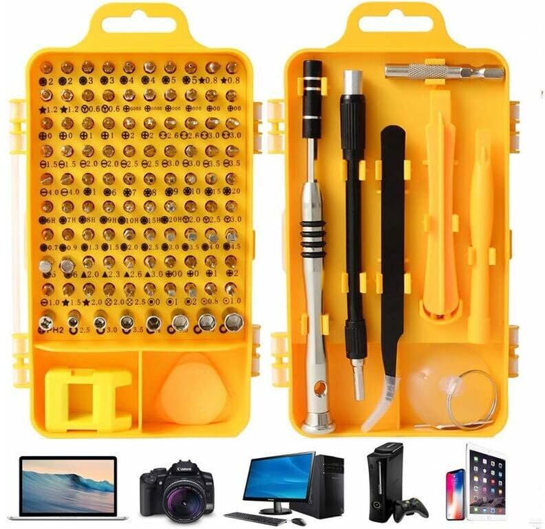 MINKUROW Set Di Cacciaviti Di Precisione - 110 Pezzi - Per Smartphone, Tablet, Pc, Console Di Gioco, Fotocamere, Orologi, Occhiali, Styling e Accessori / Kit