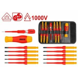 INGCO Cacciaviti Isolanti E Punta Magnetica A Croce Taglio Giraviti Isolati + Borsello INGCO Cacciaviti Isolanti E Punta Magnetica A Croce Taglio Giraviti Isolati + Borsello