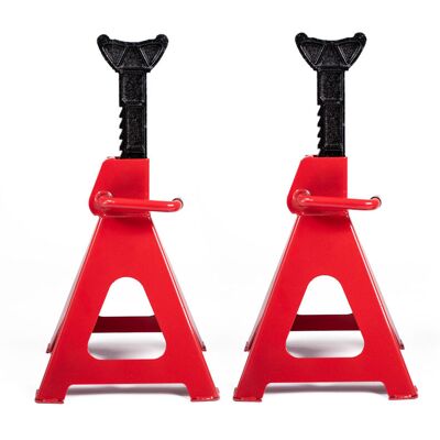 AMC - Coppia Cavalletti 3 Ton 9 Livelli Per Auto Con Leva Di Sicurezza Professionale AMC - Coppia Cavalletti 3 Ton 9 Livelli Per Auto Con Leva Di Sicurezza Professionale