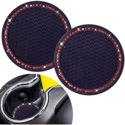 ENSOLEILLE Vtiziklmignon Car Cup Coaster, 2pcs Universal Vehicle Cup Holder Insert Coaster 2.75 Pouces Silicone Anti Slip Bling Crystal Strass ENSOLEILLE Vtiziklmignon Car Cup Coaster, 2pcs Universal Vehicle Cup Holder Insert Coaster 2.75 Pouces Silicone Anti Slip Bling Crystal Strass
