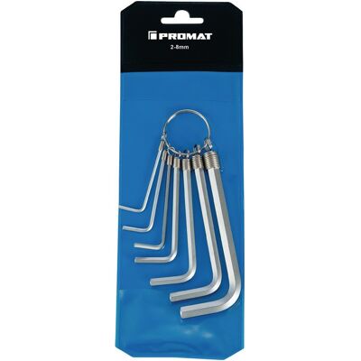 PROMAT Set Di Cacciaviti Offset, 7 Pezzi Tasca In Plastica Sw 2-8mm Corto Su Anello S2 Acciaio PROMAT Set Di Cacciaviti Offset, 7 Pezzi Tasca In Plastica Sw 2-8mm Corto Su Anello S2 Acciaio
