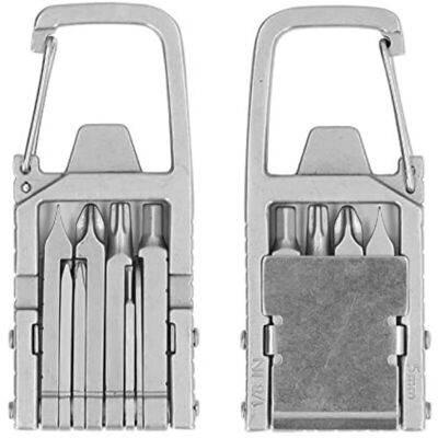 OEM Portachiavi Multifunzione 12 In 1 In Acciaio Inossidabile: Apribottiglie, Righello Pieghevole, Supporto Per Telefono E Punte Per Cacciavite. OEM Portachiavi Multifunzione 12 In 1 In Acciaio Inossidabile: Apribottiglie, Righello Pieghevole, Supporto Per Telefono E Punte Per Cacciavite.
