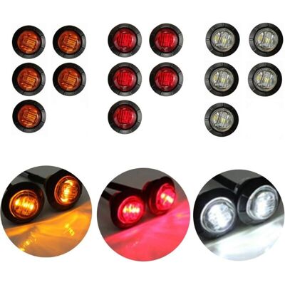 XISRENS Luci Di Posizione Laterali (confezione Da 15), Luci Rotonde A 3 Led Da 19 Mm (3/4") Per Rimorchi, Camion, Roulotte, Autobus, 12v-24v - Rosso, Giallo, Bianco XISRENS Luci Di Posizione Laterali (confezione Da 15), Luci Rotonde A 3 Led Da 19 Mm (3/4") Per Rimorchi, Camion, Roulotte, Autobus, 12v-24v - Rosso, Giallo, Bianco