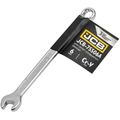 JCB Chiave A Forchetta Angolata A 75 Gradi , 6 Mm, In Acciaio Cr-v, A Doppia Estremità JCB Chiave A Forchetta Angolata A 75 Gradi , 6 Mm, In Acciaio Cr-v, A Doppia Estremità