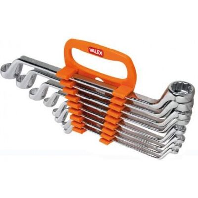 Valex Set Chiavi Poligonali Doppie 8pz 6-22mm Acciaio Crv Con Supporto Valex Set Chiavi Poligonali Doppie 8pz 6-22mm Acciaio Crv Con Supporto
