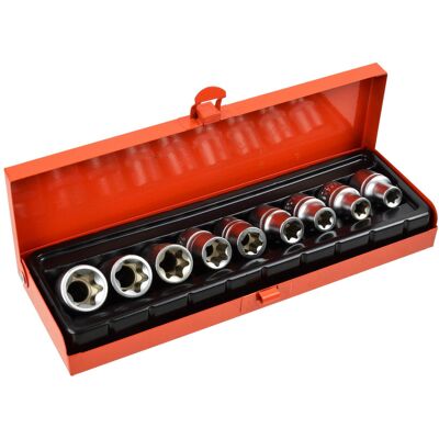 IMPORT Set Di 9 Chiavi A Bussola Torx E10-24, 1/2" Geko, Custodia (20) IMPORT Set Di 9 Chiavi A Bussola Torx E10-24, 1/2" Geko, Custodia (20)