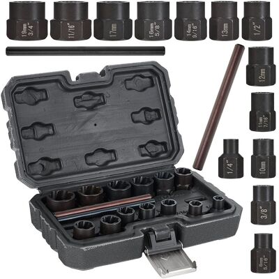 IMPORT Set Di Bussole Per Viti Danneggiate 6-19 Mm 15 Pezzi (50) IMPORT Set Di Bussole Per Viti Danneggiate 6-19 Mm 15 Pezzi (50)