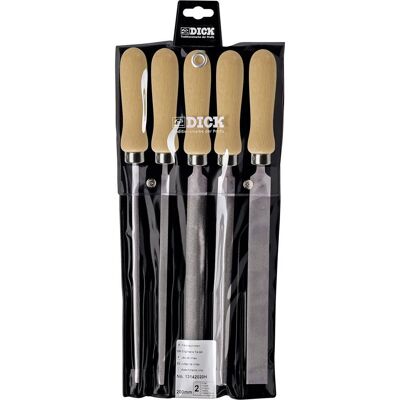 DICK 13142020h Kit Lime Per Officina 5pz. Con Impugnatura In Legno Lunghezza Di Taglio 200 Mm 1 Kit - DICK 13142020h Kit Lime Per Officina 5pz. Con Impugnatura In Legno Lunghezza Di Taglio 200 Mm 1 Kit -