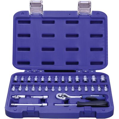 PROMAT Set Chiavi A Bussola 33 Pezzi 1/4 Di Pollice Sw 4-13mm Z.72 6kt PROMAT Set Chiavi A Bussola 33 Pezzi 1/4 Di Pollice Sw 4-13mm Z.72 6kt