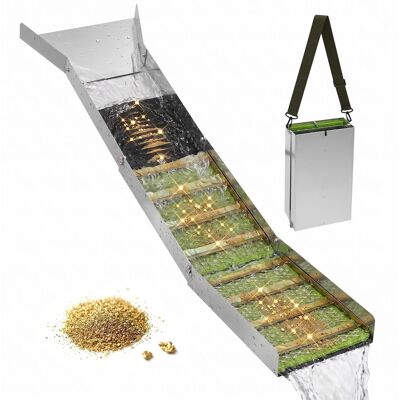 RELAXDAYS Canaletta Per Lavaggio Dell'oro, Pieghevole, Hxlxp: 6,5 X 35 X 127 Cm, Alluminio, Tappetino In Nylon, Argento RELAXDAYS Canaletta Per Lavaggio Dell'oro, Pieghevole, Hxlxp: 6,5 X 35 X 127 Cm, Alluminio, Tappetino In Nylon, Argento
