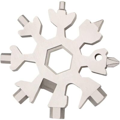 FORTUNEVILLE Chiave Multifunzione A Fiocco Di Neve N. 18 In 1, Strumento Di Riparazione Portatile In Lega, Forma Ottagonale, Include Chiave A Mano, Cacciavite E Apribottiglie, 6,2 X 6,2 Cm, Colore Argento. FORTUNEVILLE Chiave Multifunzione A Fiocco Di Neve N. 18 In 1, Strumento Di Riparazione Portatile In Lega, Forma Ottagonale, Include Chiave A Mano, Cacciavite E Apribottiglie, 6,2 X 6,2 Cm, Colore Argento.