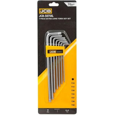 JCB Set Di Chiavi Torx Extra Lunghe , 7 Pezzi, Tipo T10-t40, Acciaio Cr-v JCB Set Di Chiavi Torx Extra Lunghe , 7 Pezzi, Tipo T10-t40, Acciaio Cr-v