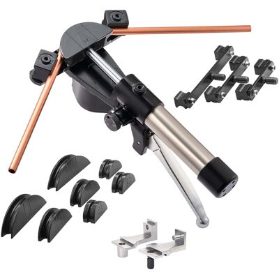MOPHORN Kit Idraulico Per Piegatura Tubi, Compatibile Con Tubi Da 6-22 Mm, Dotato Di 7 Matrici Bidirezionali. Ideale Per Piegare Tubi In Rame E Alluminio Fino A Un Angolo Massimo Di 90° MOPHORN Kit Idraulico Per Piegatura Tubi, Compatibile Con Tubi Da 6-22 Mm, Dotato Di 7 Matrici Bidirezionali. Ideale Per Piegare Tubi In Rame E Alluminio Fino A Un Angolo Massimo Di 90°