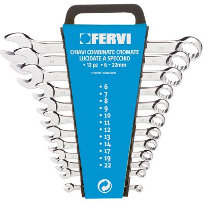 FERVI Set 12 Pz Chiavi Combinate Metriche Fisse Stella 6-22 Mm Cromate 0199 FERVI Set 12 Pz Chiavi Combinate Metriche Fisse Stella 6-22 Mm Cromate 0199