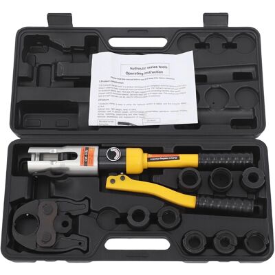 OEM Pinza Crimpatrice Per Tubi Idraulici, Funzionamento Manuale, 8 Matrici Incluse, Colore Giallo. OEM Pinza Crimpatrice Per Tubi Idraulici, Funzionamento Manuale, 8 Matrici Incluse, Colore Giallo.