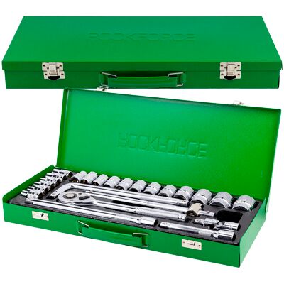 COCO Set Di Attrezzi Con Bussole E Prolunghe A Cricchetto, 24 Pezzi, Custodia Da 1/2". COCO Set Di Attrezzi Con Bussole E Prolunghe A Cricchetto, 24 Pezzi, Custodia Da 1/2".