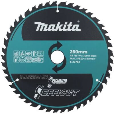 Makita Lama Tct Efficut 260x30 Mm 45 Denti Per Legno E-27763 Makita Lama Tct Efficut 260x30 Mm 45 Denti Per Legno E-27763