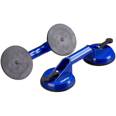 RELAXDAYS - Ventosa Di Sollevamento Doppia, Set Da 2, Alzavetri, Piastrelle & Pannelli, Max. 80 Kg, Ø 12 Cm, Blu RELAXDAYS - Ventosa Di Sollevamento Doppia, Set Da 2, Alzavetri, Piastrelle & Pannelli, Max. 80 Kg, Ø 12 Cm, Blu