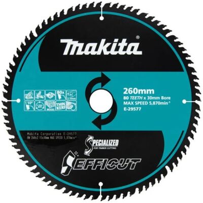 Makita Lama Tct Efficut 260x30 Mm 80 Denti Per Legno E-29577 Makita Lama Tct Efficut 260x30 Mm 80 Denti Per Legno E-29577