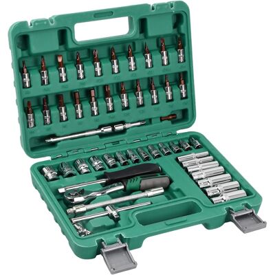TREETALK Set Di Chiavi A Bussola Da 1/4", Set Di Inserti, Chiave A Bussola Universale, Chiave A Cricchetto, Impugnatura Rotante, Set Di Attrezzi Per Auto Da 53 Pezzi, Aste Di Prolunga Per Riparazioni Di Auto E TREETALK Set Di Chiavi A Bussola Da 1/4", Set Di Inserti, Chiave A Bussola Universale, Chiave A Cricchetto, Impugnatura Rotante, Set Di Attrezzi Per Auto Da 53 Pezzi, Aste Di Prolunga Per Riparazioni Di Auto E