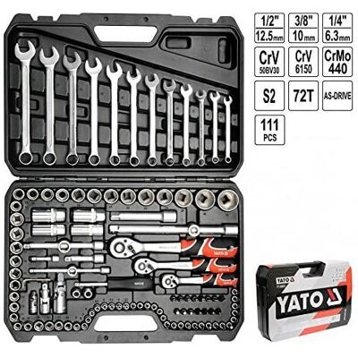 YATO Yt-38831 - Set Di Prese 1/4', 3/8' E 1/2'111pcs - YATO Yt-38831 - Set Di Prese 1/4', 3/8' E 1/2'111pcs -