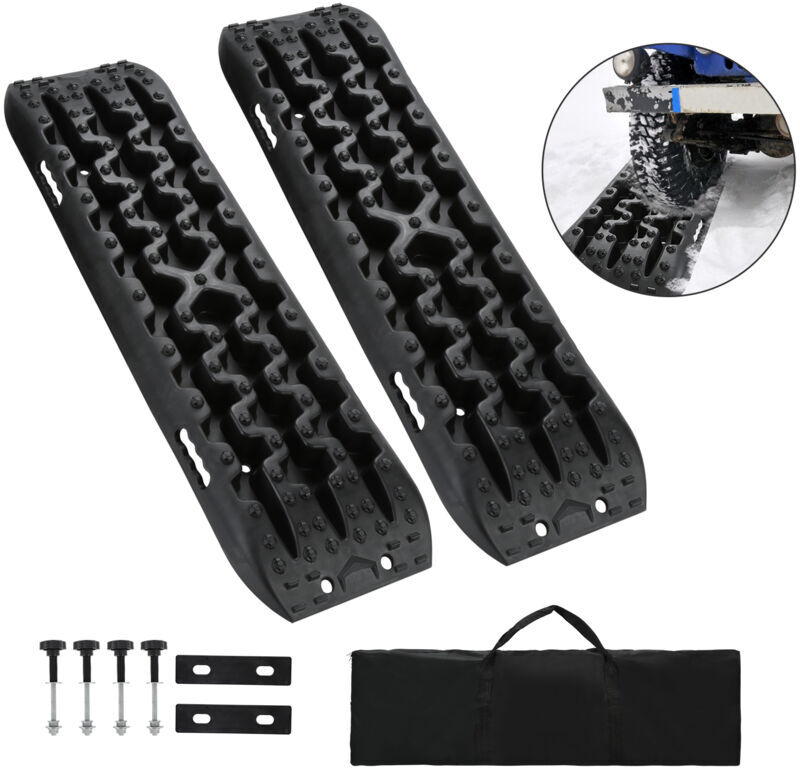 HENGDA - Traction Track 2pcs Traction Mats 10t Car Emergency Evacuation Plate Traction Aid Anti-Slip Start Aid Traction Mat - Nero