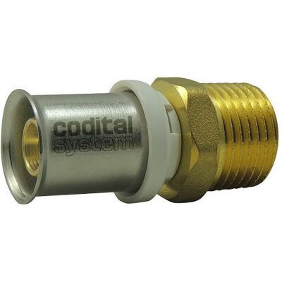 CODITAL Raccordo In Ottone Multicouche Th 26mm Diritto Maschio 20x27 CODITAL Raccordo In Ottone Multicouche Th 26mm Diritto Maschio 20x27