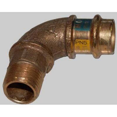 Made in Italy Gomito Femmina A Pressare Filettato Maschio In Bronzo Ø18 X Made in Italy Gomito Femmina A Pressare Filettato Maschio In Bronzo Ø18 X